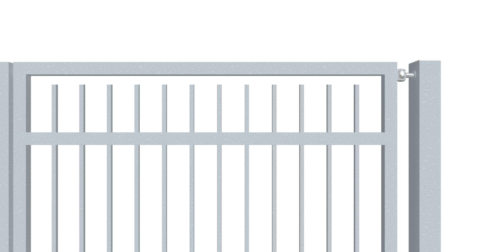 křídlová brána pro rodinné domy jeklová s pásovinou nahoře a dole s mezerou