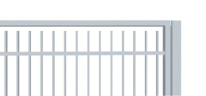 nesená brána pro rodinné domy jeklová s pásovinou nahoře a dole - s mezerou