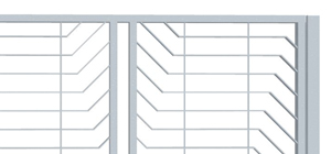nesené brány pro rodinné domy ozdobné lomené pásoviny ptoti sobě nahoru