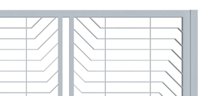 Posuvné brány pro rodinné domy ozdobné lomené pásoviny doprostřed nahoru