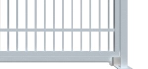 Teleskopické posuvné brány pro rodinné domy jeklová s pásovinou dole