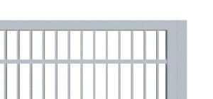 Teleskopické posuvné brány pro rodinné domy jeklová s pásovinou nahoře