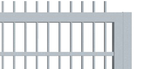 Teleskopické posuvné brány pro rodinné domy jeklová s pásovinou nahoře prodloužený